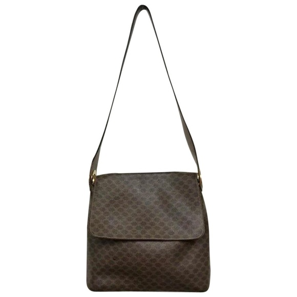 Céline Vintage Leather Trim Printed Shoulder Bag